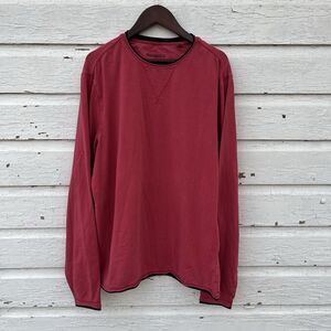 BORGO 28 Melange Long-Sleeve Crewneck Cotton Tee, Nantucket Red/Black- Small